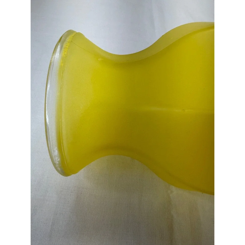 Vintage GGG Frosted Yellow Glass Paneled Vase Flared Rim 8